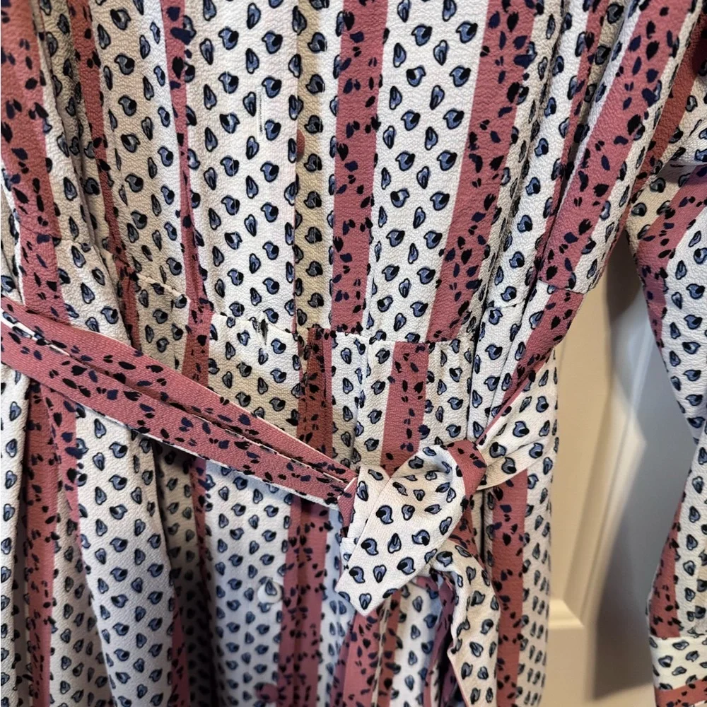 Lane Bryant- Women’s Plus Size Button Front Pink and White Long Sleeve Dress 22W - Picture 11 of 13